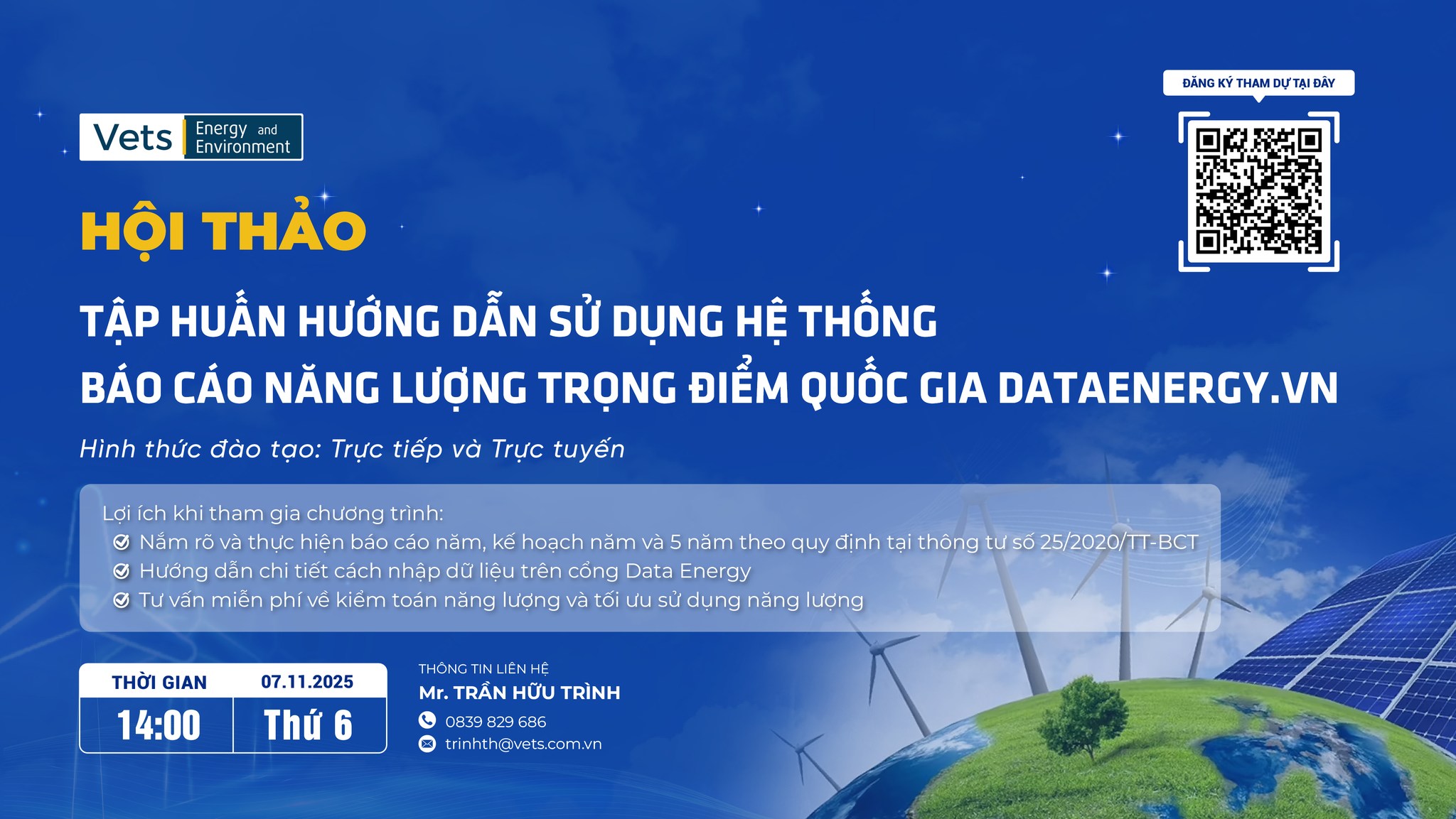 Đăng Ký Tham Dự Hội Thảo Tập Huấn Hướng Dẫn Sử Dụng Hệ Thống Báo Cáo Năng Lượng Trọng Điểm Quốc Gia DATAENERGY.VN