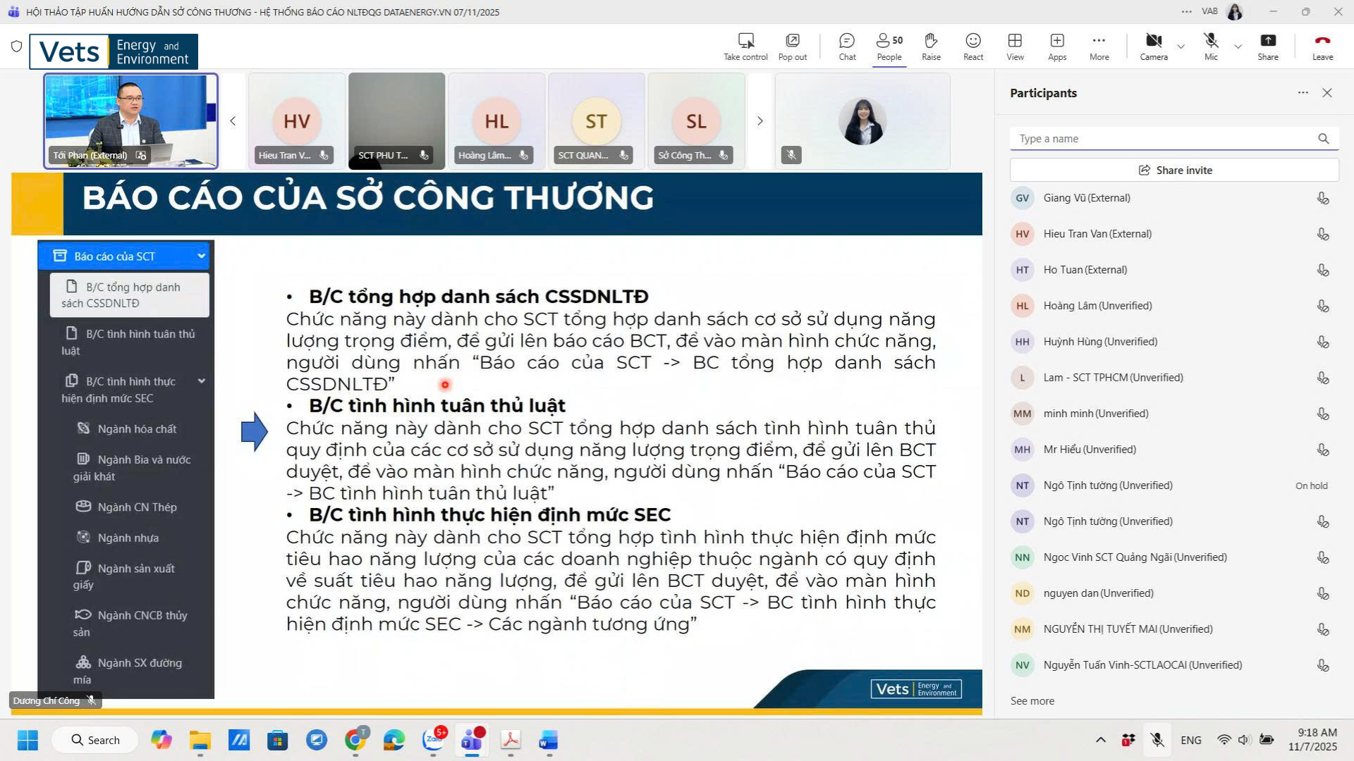 Chuyên gia của VETS | EnE giới thiệu tổng quan hệ thống, hướng dẫn cập nhật, quản lý báo cáo và giải đáp các vướng mắc thường gặp