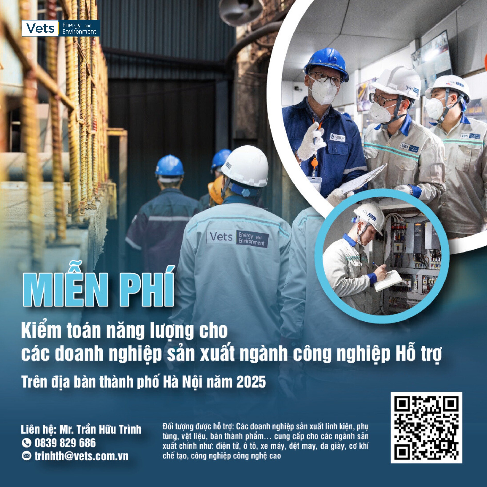 Quét mã QR trên hình để đăng kí miễn phí Kiểm toán Năng lượng cho Doanh nghiệp ngành Công nghiệp hỗ trợ tại Hà Nội