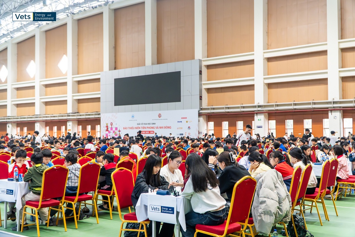 Quang cảnh giải Cờ vua học sinh Báo Thiếu niên Tiền phong và Nhi đồng năm học 2025-2026